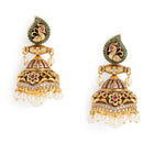 Peacock Motif Temple Pearl Jhumka