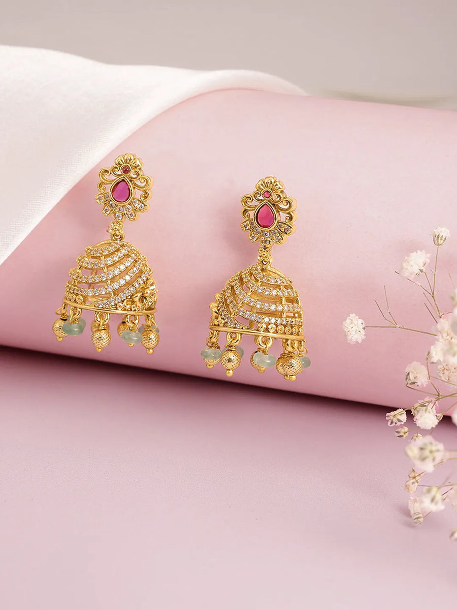 Cultural Inspired  CZ Dome Earrings