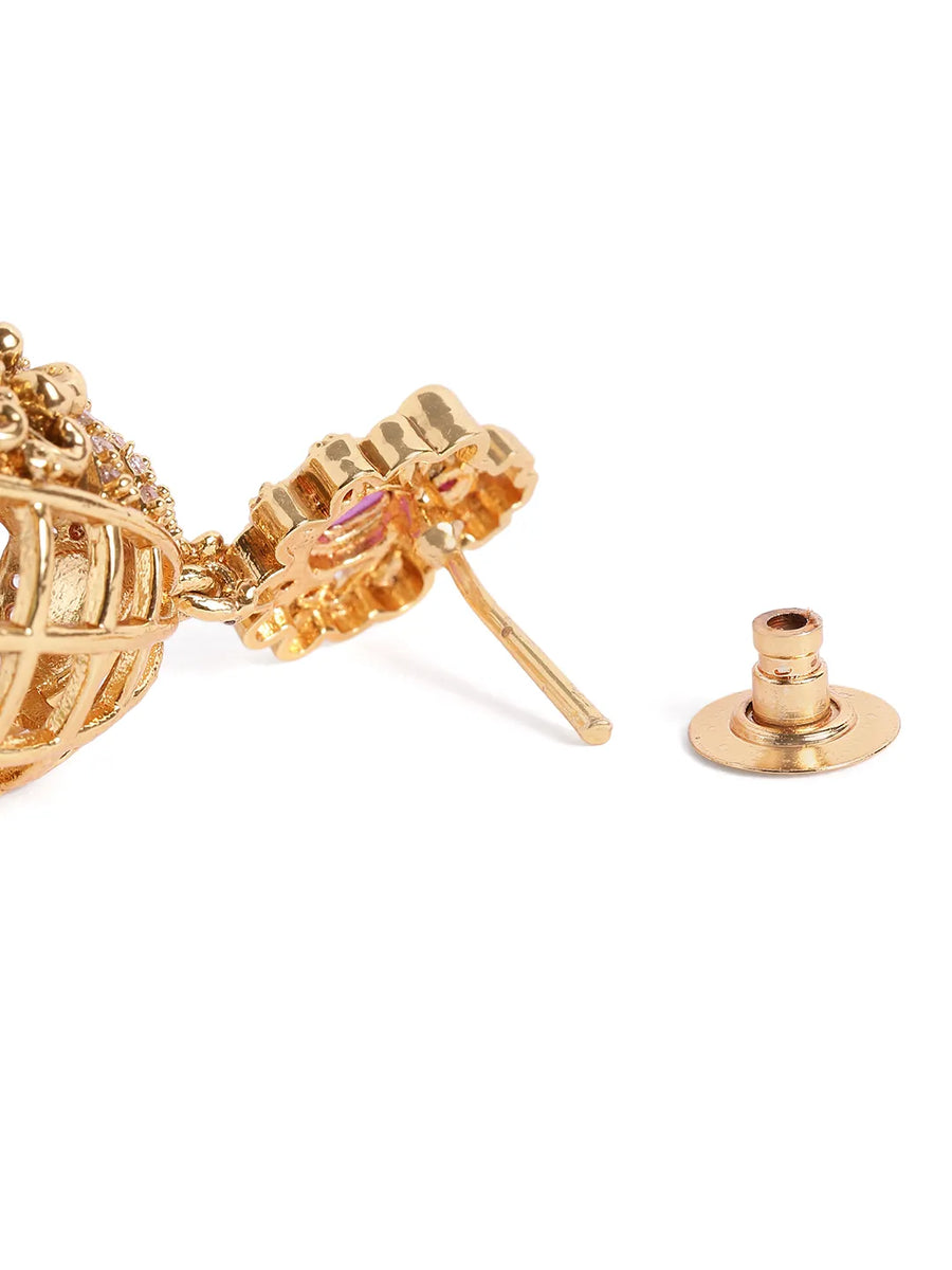 Cultural Inspired  CZ Dome Earrings