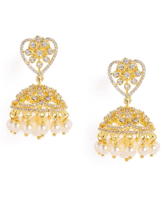 CZ Dome Shaped Pearl Jhumkas Earrings