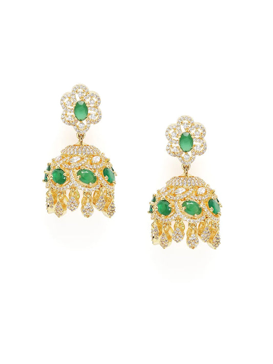 Kundan Style Emerald Crown Jhumka
