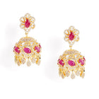 CZ and  Crystals Crafted Jhumka Earrings