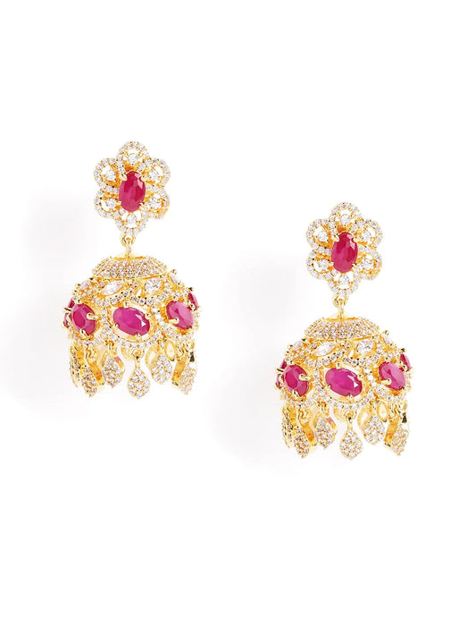 CZ and  Crystals Crafted Jhumka Earrings