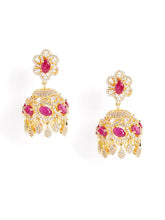 CZ and  Crystals Crafted Jhumka Earrings