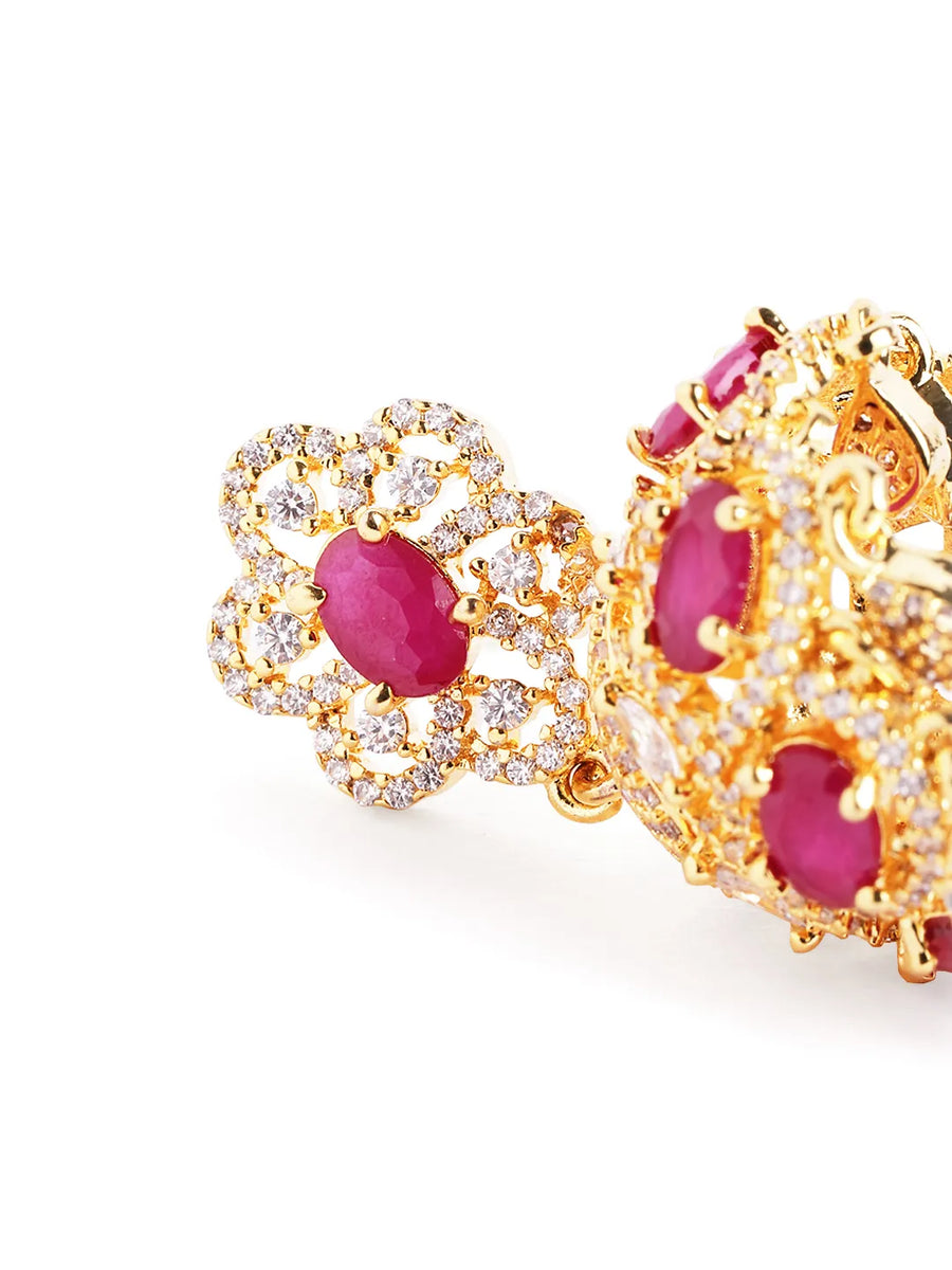 CZ and  Crystals Crafted Jhumka Earrings