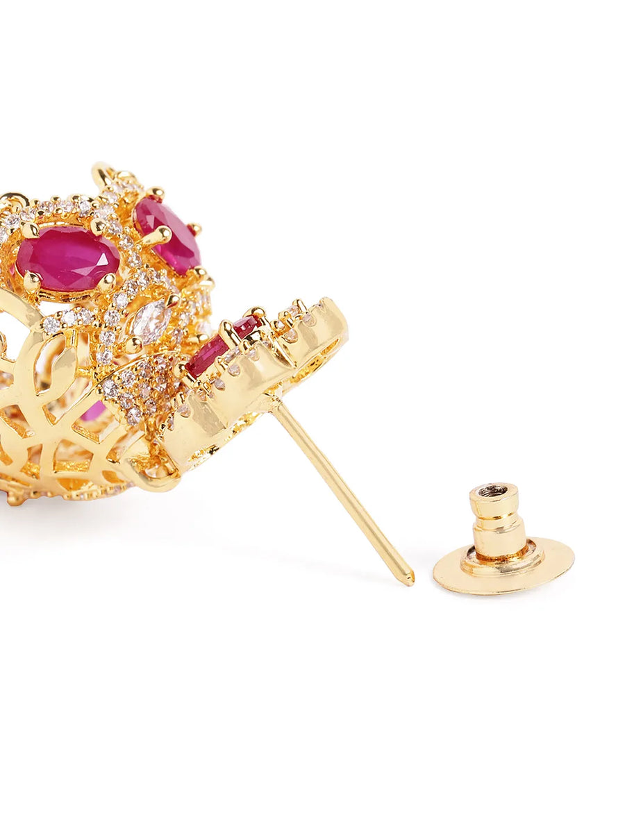 CZ and  Crystals Crafted Jhumka Earrings