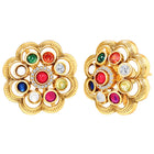 Navratna-Inspired Multicolour Stud Gold Plated Earrings