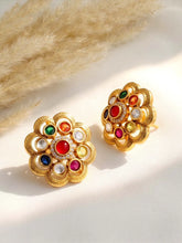 Navratna-Inspired Multicolour Stud Gold Plated Earrings
