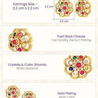 Navratna-Inspired Multicolour Stud Gold Plated Earrings