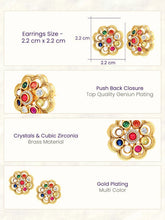 Navratna-Inspired Multicolour Stud Gold Plated Earrings