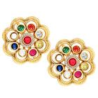 Navratna-Inspired Multicolour Stud Gold Plated Earrings