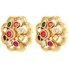 Navratna-Inspired Multicolour Stud Gold Plated Earrings