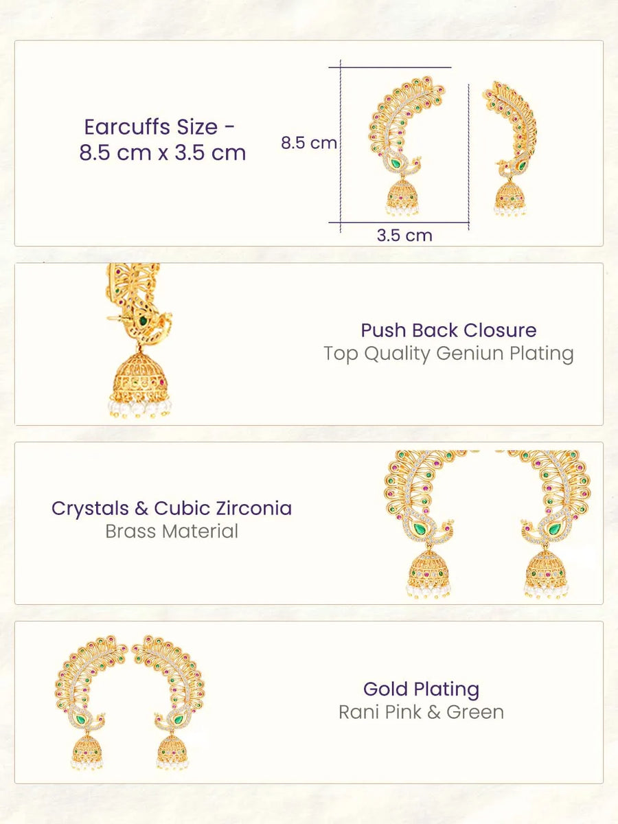 Regal Peacock Jhumki Gold Plated Earrings