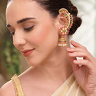 Royal Peacock Ruby & Emerald Kaan Phool Earrings