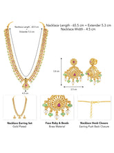 Ethnic Charm Faux Ruby Long Necklace Set - Gold