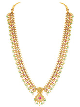Ethnic Charm Faux Ruby Long Necklace Set - Gold