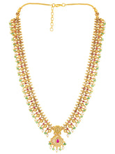 Ethnic Charm Faux Ruby Long Necklace Set - Gold
