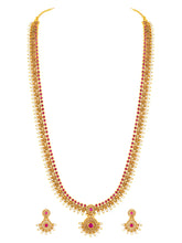 Royal Ruby Vine Temple Bridal Set - Rani Pink