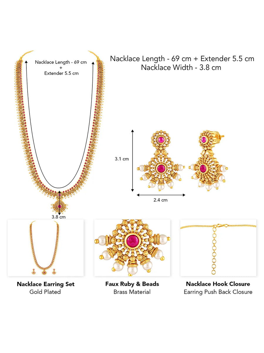 Royal Ruby Vine Temple Bridal Set - Rani Pink