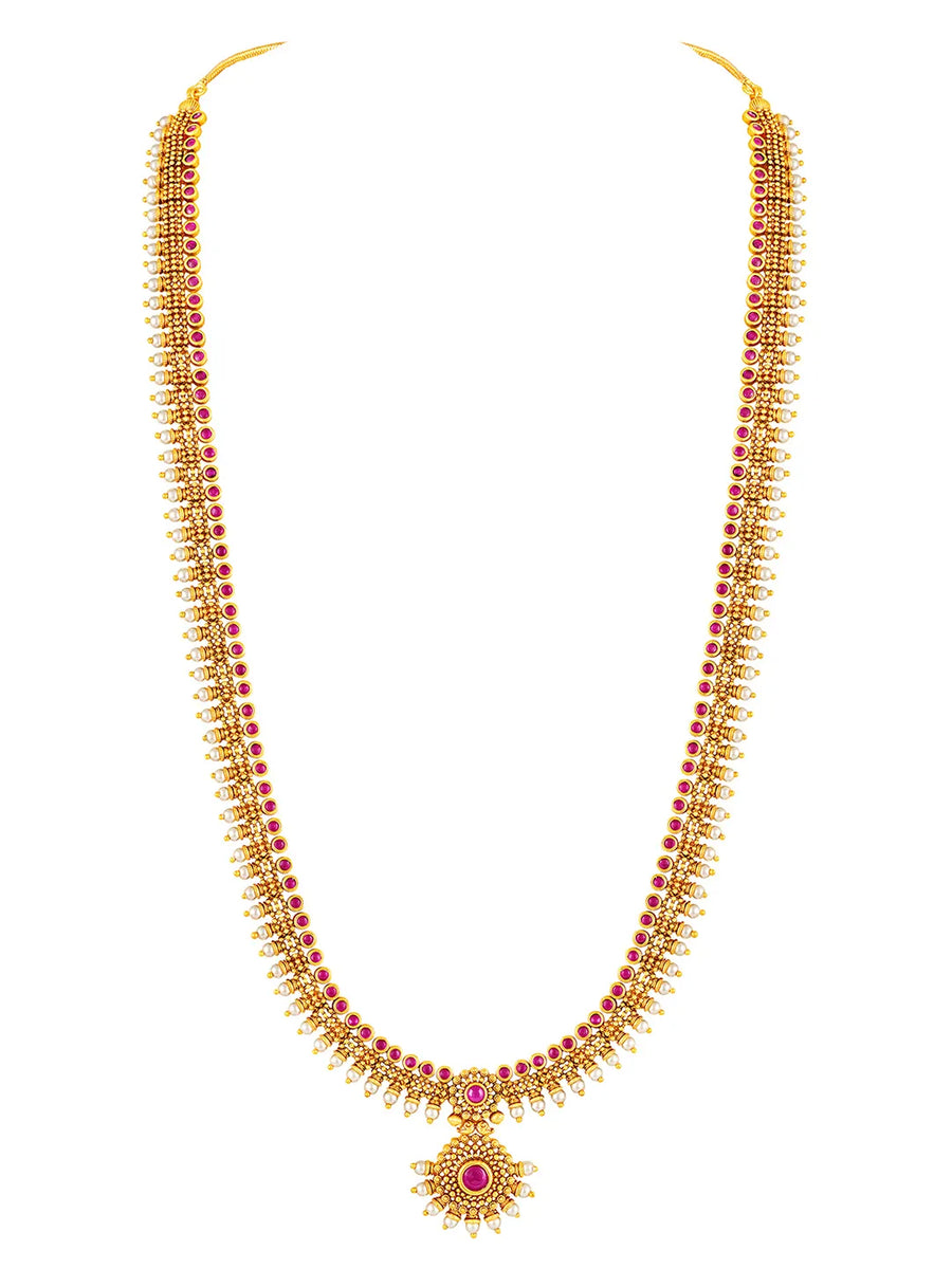 Royal Ruby Vine Temple Bridal Set - Rani Pink