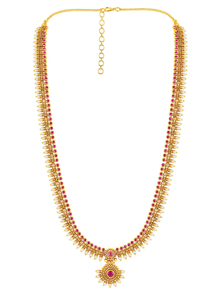 Royal Ruby Vine Temple Bridal Set - Rani Pink