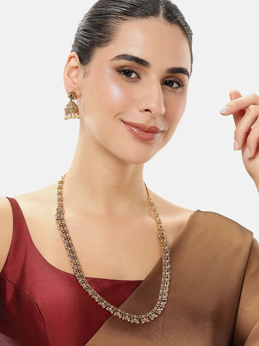 Traditional Faux Ruby Bead Necklace Set