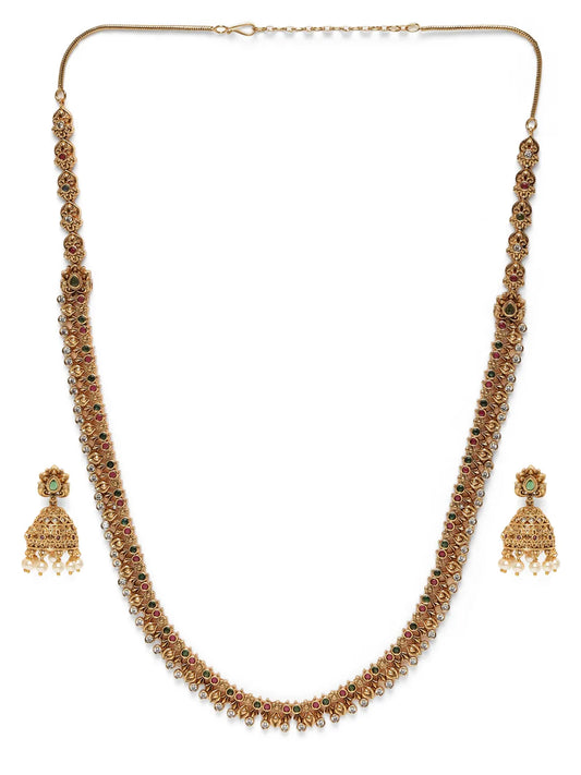 Traditional Faux Ruby Bead Necklace Set