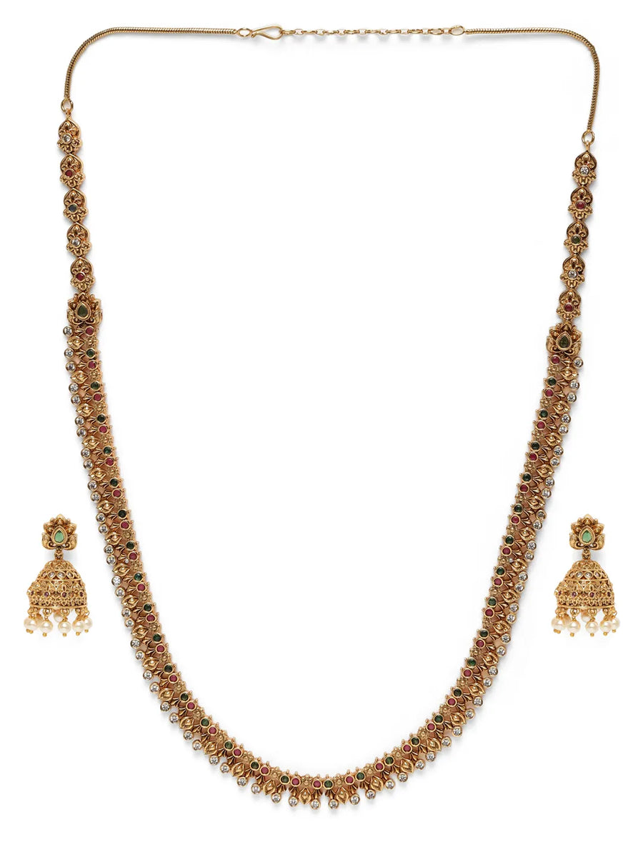 Traditional Faux Ruby Bead Necklace Set