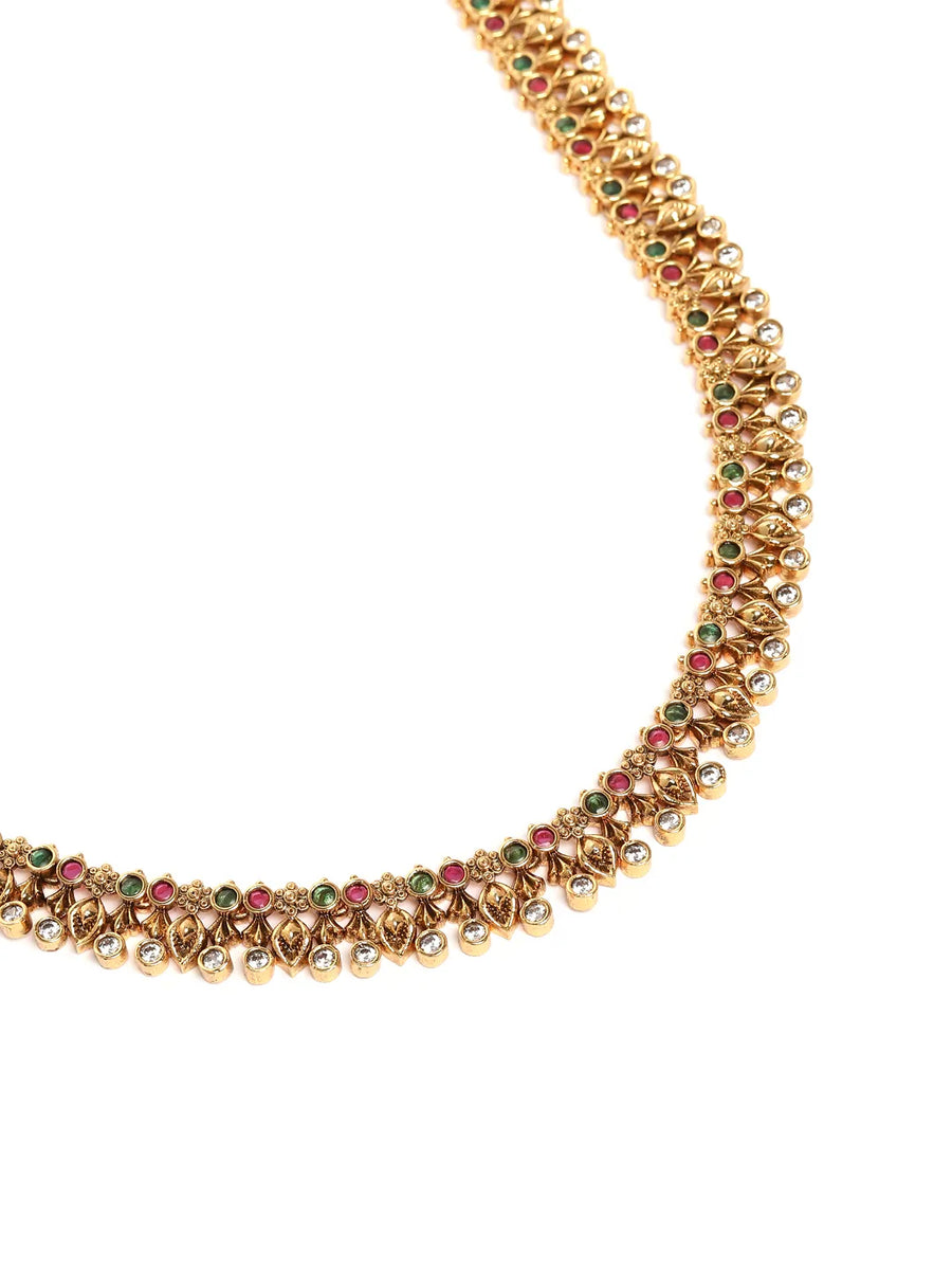 Traditional Faux Ruby Bead Necklace Set