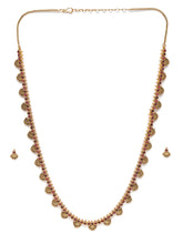 Heritage Faux Ruby Bliss Ethnic Necklace. Golden Necklace with red ruby stones with pair of earrings. Ideal for ethnic wear, festive & special occasions. 