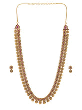 Temple Coin Necklace with Ruby Beads