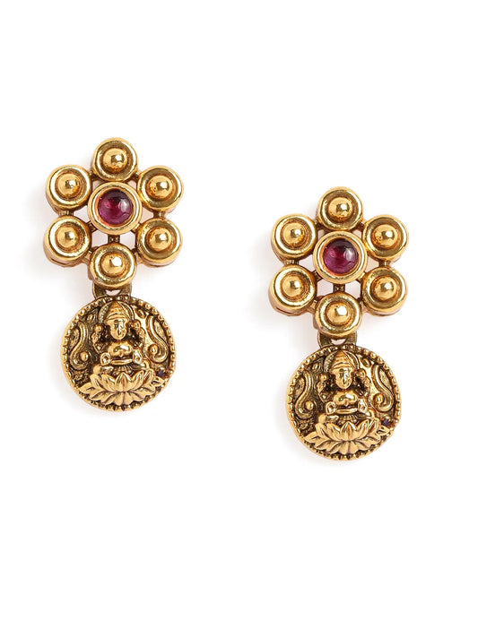 Temple Coin Necklace with Ruby Beads