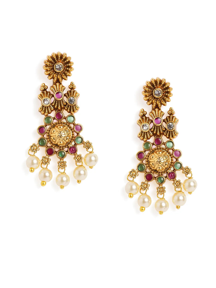 South Indian Pearl Drop Necklace Set