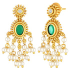 Ethnic Charm Emerald Pearl Necklace - Green