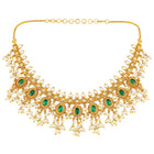 Ethnic Charm Emerald Pearl Necklace - Green