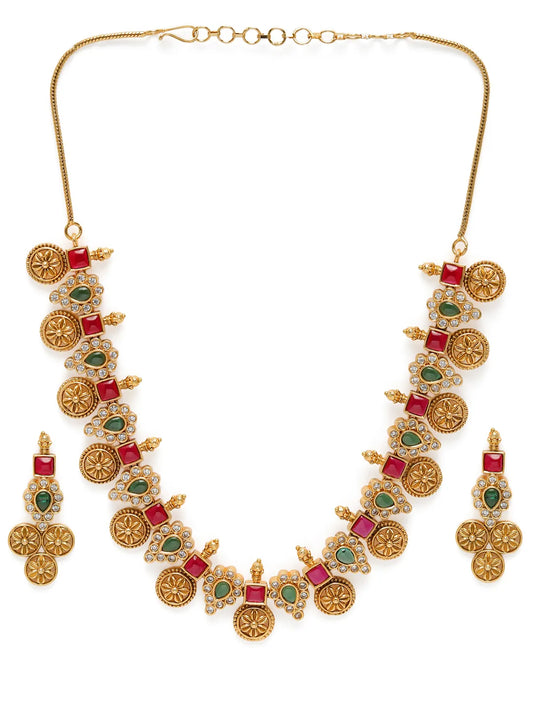 Royalty Faux Ruby Coin Necklace