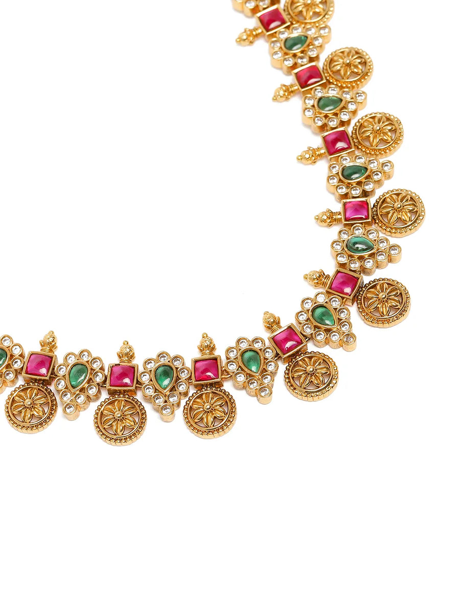 Royalty Faux Ruby Coin Necklace