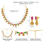 Lakshmi Coin Necklace Set with Pink & Green Stones