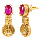 Lakshmi Coin Necklace Set with Pink & Green Stones