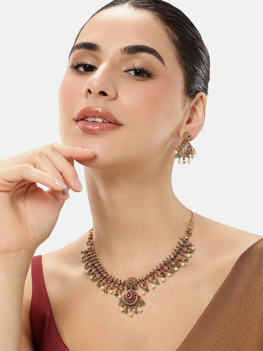 Temple Bloom Faux Ruby & Beads Charm