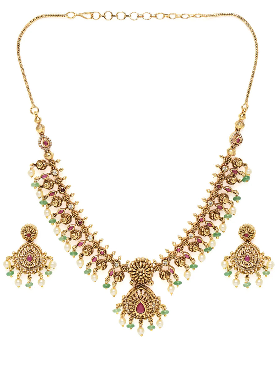 Temple Bloom Faux Ruby & Beads Charm