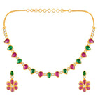 Ethnic Petal Ruby Emerald Drape Set - Rani Pink Green