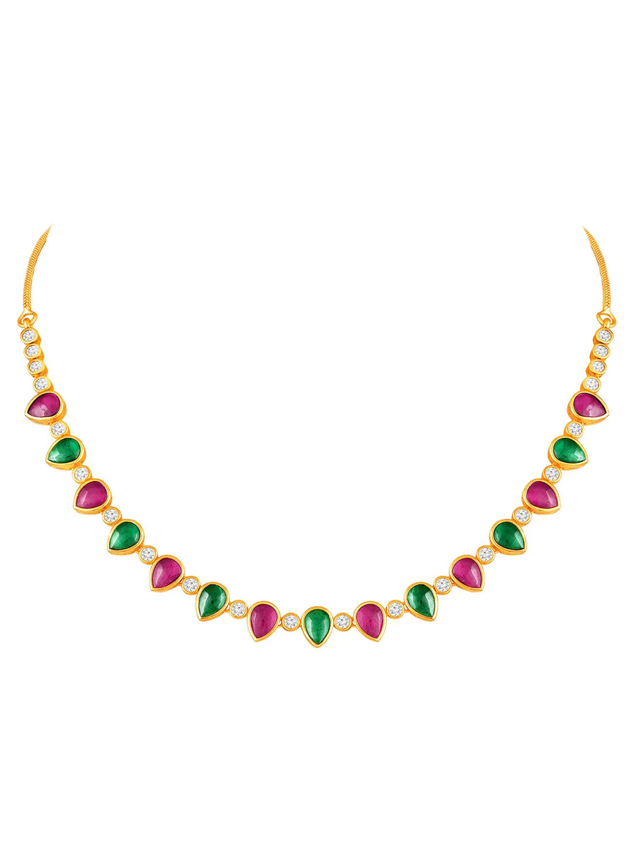 Ethnic Petal Ruby Emerald Drape Set - Rani Pink Green