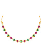 Ethnic Petal Ruby Emerald Drape Set - Rani Pink Green