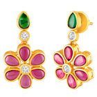 Ethnic Petal Ruby Emerald Drape Set - Rani Pink Green