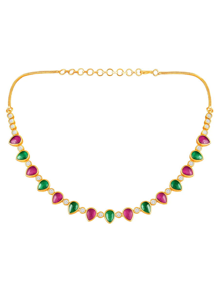 Ethnic Petal Ruby Emerald Drape Set - Rani Pink Green