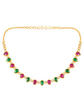 Ethnic Petal Ruby Emerald Drape Set - Rani Pink Green