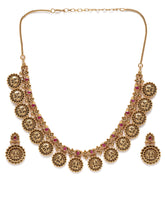 Temple Heritage Coin Necklace Set - Gold - Rani Pink