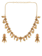 Floral Leaf Temple Necklace with Earring