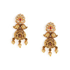 Floral Leaf Temple Necklace with Earring